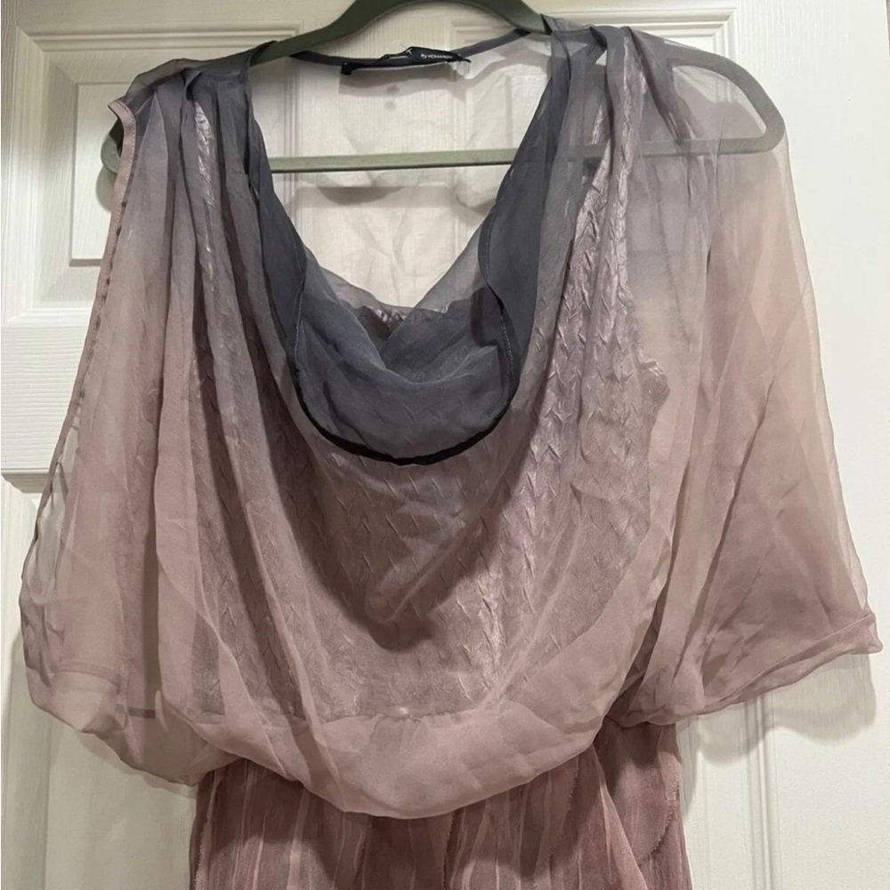 HOT Black by Komarov Sheer Chiffon Blouson Charmeuse Ombre Dress Gown $598+tax! - Picture 3 of 12